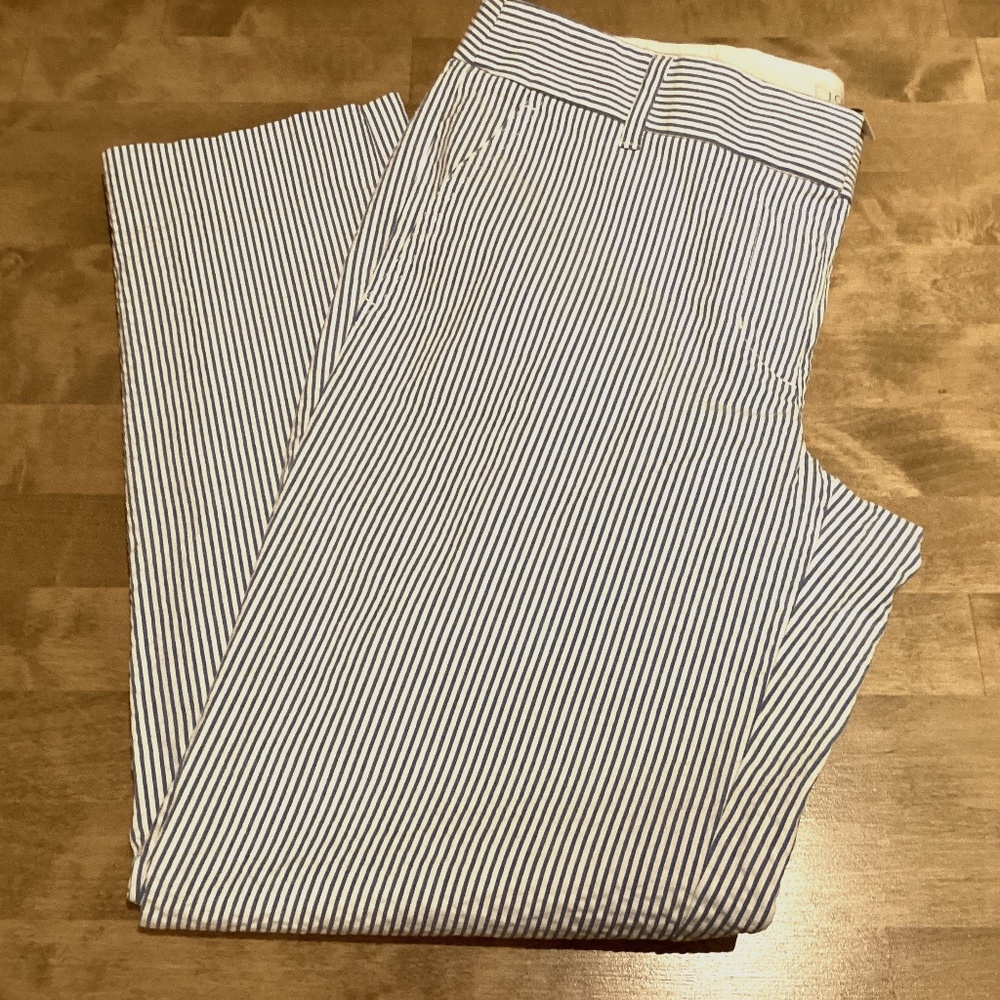 Classic J Crew Baby Blue & White Pin Stripe Seersucker Ankle Pants Size 4